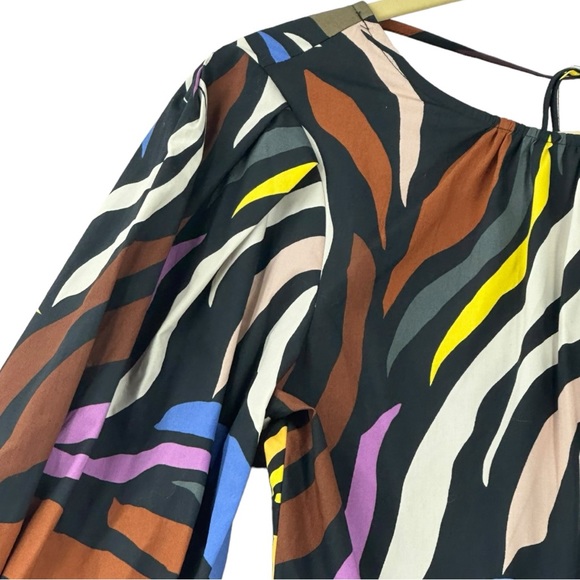 Who What Wear Women’s Fluffy Sleeve Geometric Print Midi Dress W/Pockets Size XS - Picture 4 of 12